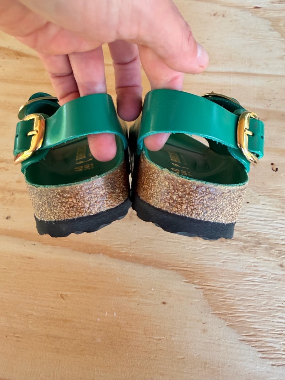 Birkenstock 40 100% Leather Green New - Picture 11 of 12